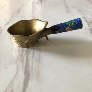 Vintage Asian Style Brass and Cloisonne Silk Iron